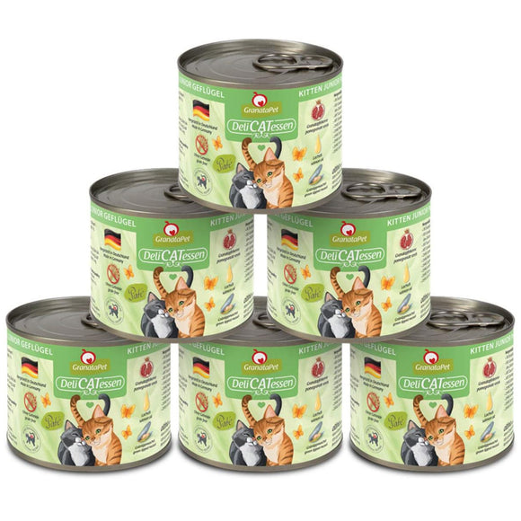 GranataPet DeliCatessen Kitten Junior Poultry Wet Food – Grain-Free, Tender Poultry, 6x200g