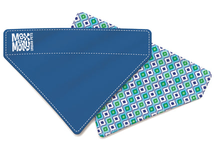 Max&Molly Reversible Bandana Retro Blue – Double-Sided Small Pet Neck Accessory, Soft Fabric