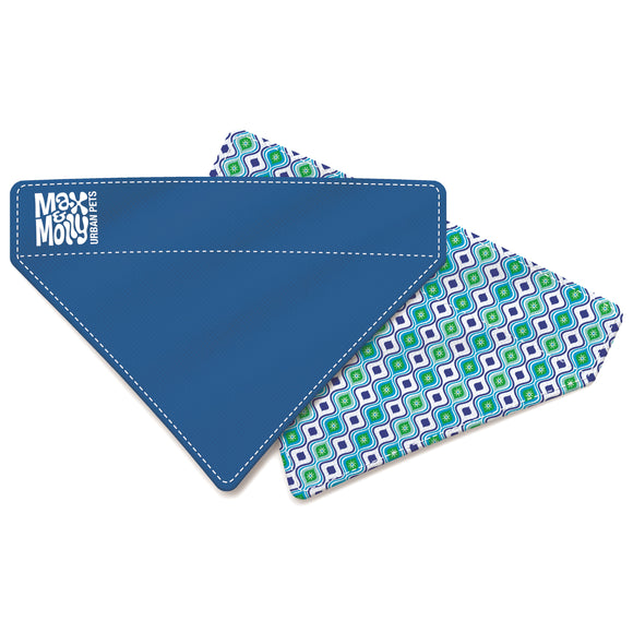 Max&Molly Reversible Bandana Retro Blue – Double-Sided Small Pet Neck Accessory, Soft Fabric