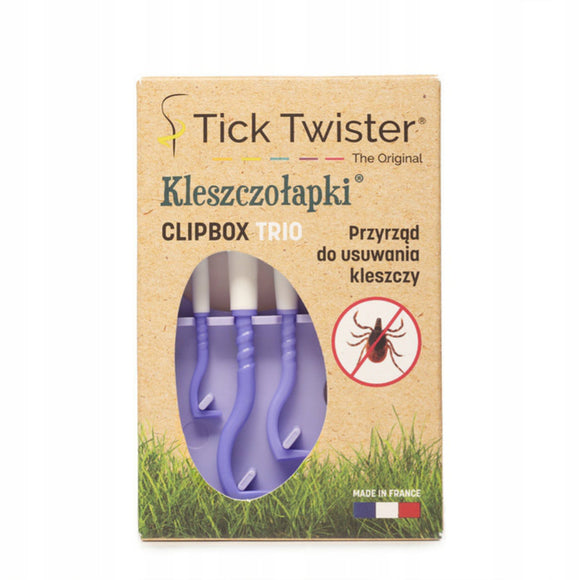 Tick Twister Clip Box – Set of 3 Durable Tick Removers in Assorted Sizes, Purple
