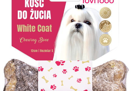 Lovi Food White Coat Chewing Bone – Cod-Infused Dental Treat, Large Size, Stain-Resistant Formula