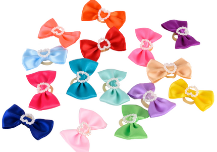 Show Tech Candy Grooming Bows – Handmade Elastic Decorative Set, 50 Pieces