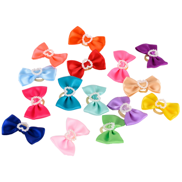 Show Tech Candy Grooming Bows – Handmade Elastic Decorative Set, 50 Pieces