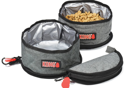 KONG Travel Fold-Up Bowl – Compact Collapsible Water and Food Bowl, Lightweight Design