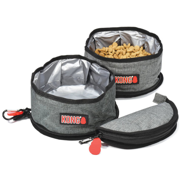 KONG Travel Fold-Up Bowl – Compact Collapsible Water and Food Bowl, Lightweight Design