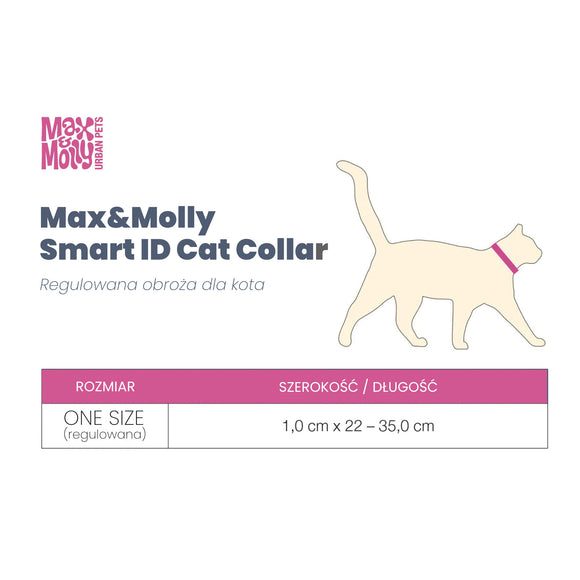 Max&Molly GOTCHA! Smart ID Cat Collar Retro Pink – Colorful Adjustable Collar with Smart Tag Technology