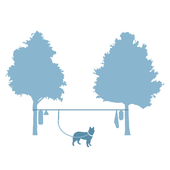 Kurgo Ridgeline Tie-Out 9m – Flexible Dog Zipline, Durable Camping Rope, Tree-to-Tree Setup