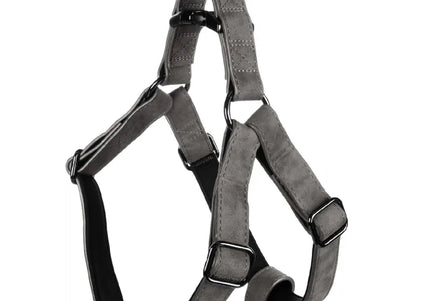 Flamingo Step&Go Delu Step-In Harness – Eco-Leather, Neoprene Lined, Black, XL, Comfortable Fit