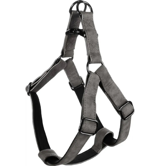 Flamingo Step&Go Delu Step-In Harness – Eco-Leather, Neoprene Lined, Black, XL, Comfortable Fit