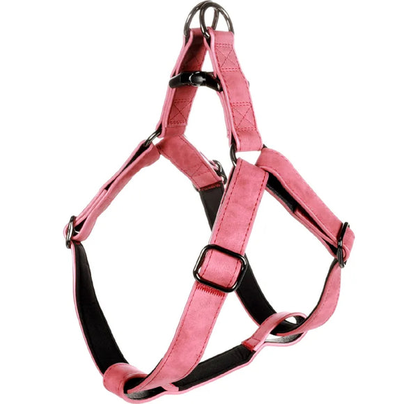 Flamingo Step&Go Deluxe Red Harness – Eco-Leather Step-In Design with Neoprene Lining, XS