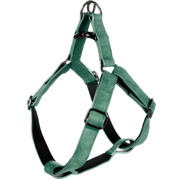 Flamingo Step&Go Deluxe Green Step-In Harness – Eco-Leather with Neoprene Lining, Medium