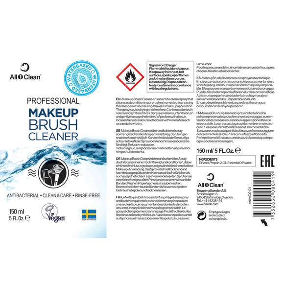 All1Clean Makeup Brush Cleaner Spray 150ml – Cleansing and Disinfecting Solution for Brushes