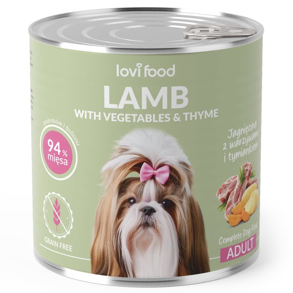 Lovi Food Lamb with Vegetables – Mono-Protein Wet Meal, Lamb, Vegetables, Thyme, 6x800g