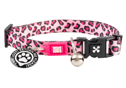 Max&Molly GOTCHA! Smart ID Cat Collar Leopard Pink – Colorful Adjustable Collar with Smart Tag