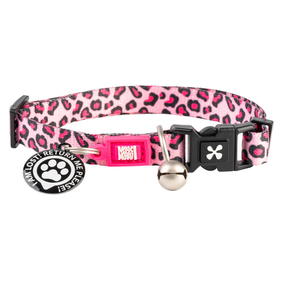 Max&Molly GOTCHA! Smart ID Cat Collar Leopard Pink – Colorful Adjustable Collar with Smart Tag