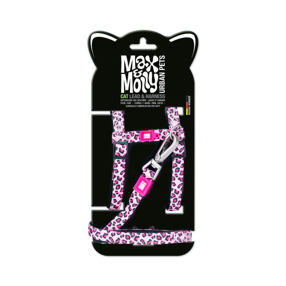 Max&Molly Cat Harness and Leash Set – Pink Leopard Pattern, Adjustable Comfort Design