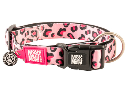 Max&Molly GOTCHA! Smart ID Leopard Pink Collar – Large, Durable Dog Collar with Smart Tag, Pink Leopard Pattern