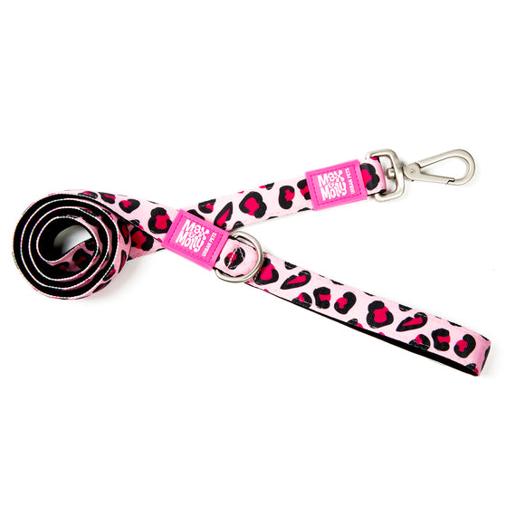 Max&Molly Short Leash Leopard Pink – Colorful 120cm City Leash, Pink Panther Pattern, Large