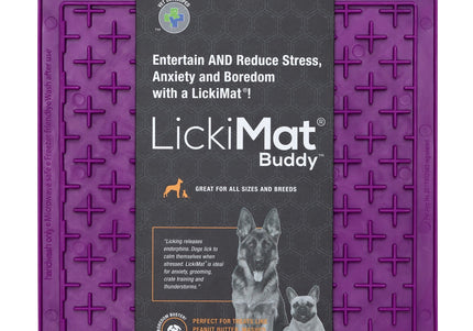 LickiMat Classic Buddy Soft Licking Mat – Cross Pattern, Purple, Calming Enrichment Tool