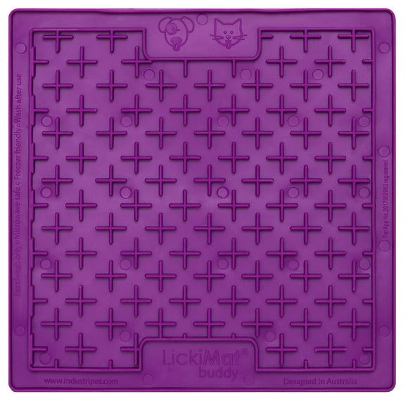 LickiMat Classic Buddy Soft Licking Mat – Cross Pattern, Purple, Calming Enrichment Tool