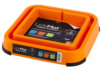 LickiMat Keeper Outdoor – Orange Licking Mat Tray, Durable Weather-Resistant Design
