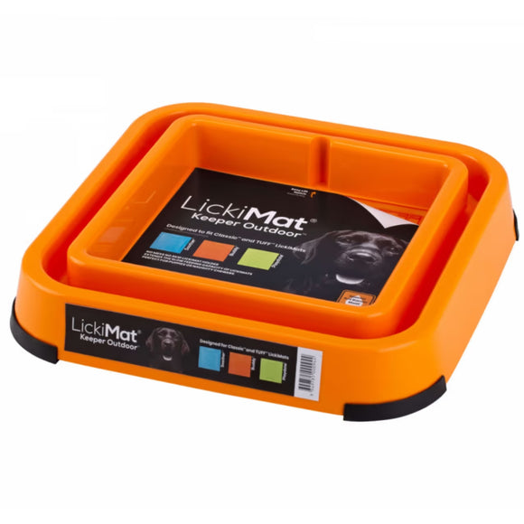 LickiMat Keeper Outdoor – Orange Licking Mat Tray, Durable Weather-Resistant Design