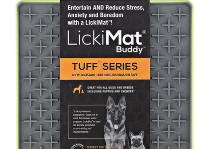 LickiMat Tuff Buddy Hard Licking Mat – Durable Cross Pattern Design, Red Color