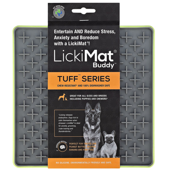 LickiMat Tuff Buddy Hard Licking Mat – Durable Cross Pattern Design, Red Color