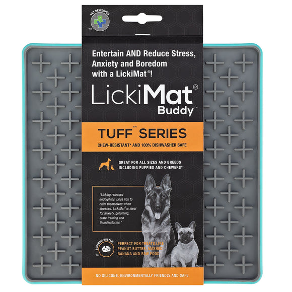 LickiMat Tuff Buddy Hard Licking Mat – Durable Cross Pattern Design, Red Color