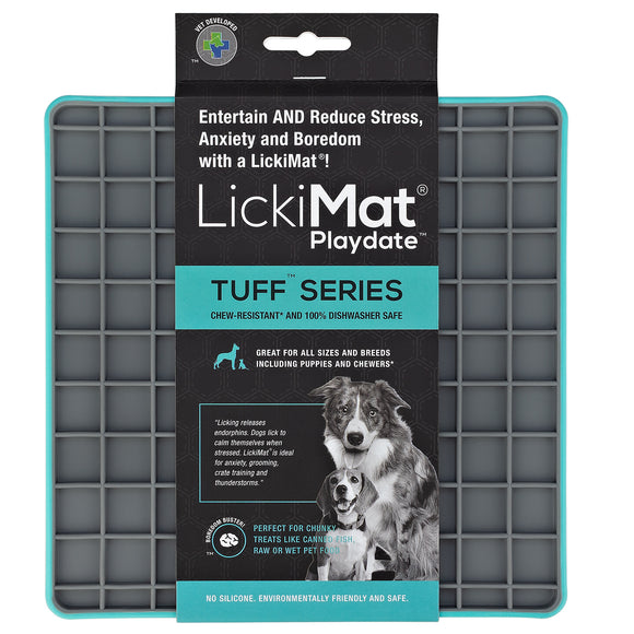 LickiMat Tuff Playdate Hard Licking Mat – Durable Checkered Design, Red Color