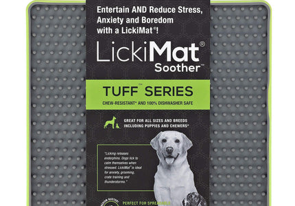 LickiMat Tuff Soother Dog Licking Mat – Hard Red Silicone with Timple Pattern, Durable Design