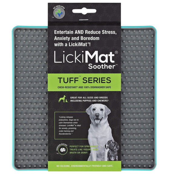 LickiMat Tuff Soother Dog Licking Mat – Hard Red Silicone with Timple Pattern, Durable Design