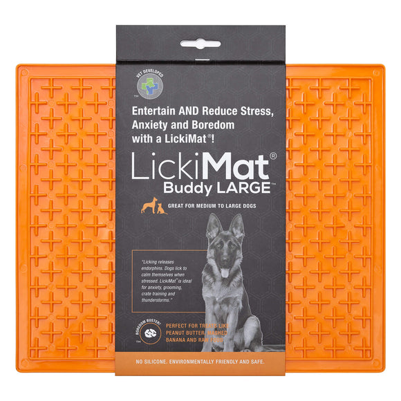 LickiMat Classic Buddy XL Licking Mat – Soft Cross Pattern, Large Size, Orange
