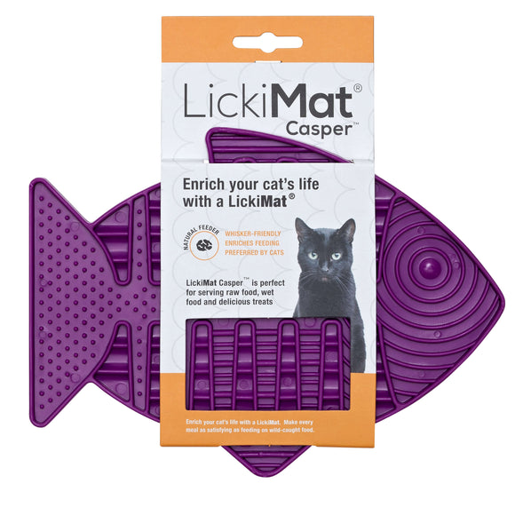 LickiMat Classic Casper Licking Mat – Soft Textured Purple Surface, Calming Enrichment Toy