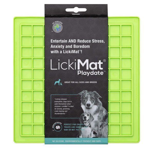 LickiMat Classic Playdate Soft Licking Mat – Checkered Pattern, Flexible Purple Design