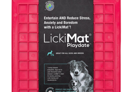 LickiMat Classic Playdate Soft Licking Mat – Checkered Pattern, Flexible Purple Design