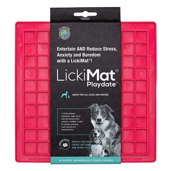 LickiMat Classic Playdate Soft Licking Mat – Checkered Pattern, Flexible Purple Design