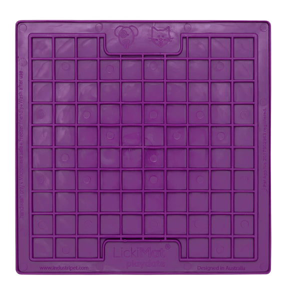 LickiMat Classic Cat Playdate – Soft Silicone Licking Mat, Purple, Promotes Calm and Healthy Eating