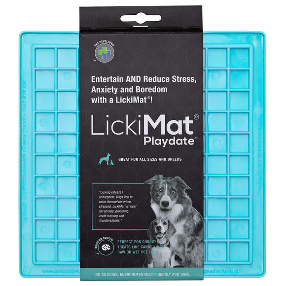 LickiMat Classic Playdate Soft Licking Mat – Checkered Pattern, Flexible Purple Design