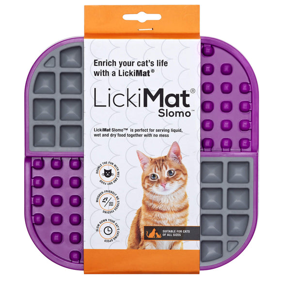 LickiMat Slomo Cat Licking Mat – Durable Hard Texture, Red, Promotes Slow Feeding