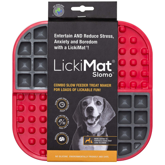 LickiMat Slomo Red Hard Licking Mat – Durable Slow-Feeding Enrichment Toy