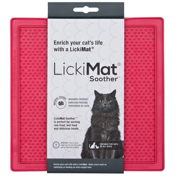 LickiMat Classic Soother Cat Licking Mat – Soft Textured Silicone, Purple, Calming Design