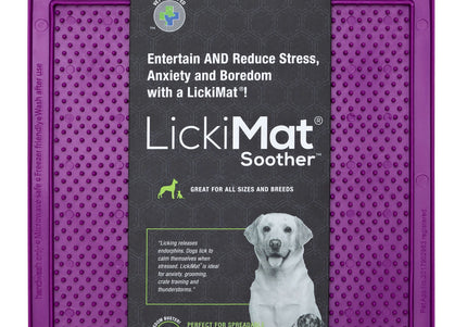 LickiMat Classic Soother Soft Licking Mat with Piping Pattern, Purple, Gentle Texture