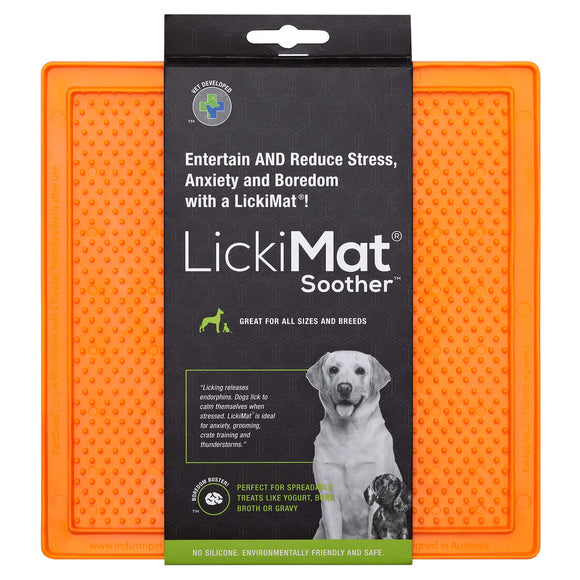 LickiMat Classic Soother Soft Licking Mat with Piping Pattern, Purple, Gentle Texture