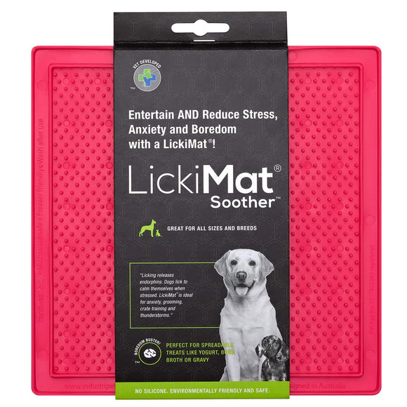 LickiMat Classic Soother Soft Licking Mat with Piping Pattern, Purple, Gentle Texture