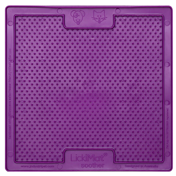 LickiMat Classic Soother Cat Licking Mat – Soft Textured Silicone, Purple, Calming Design