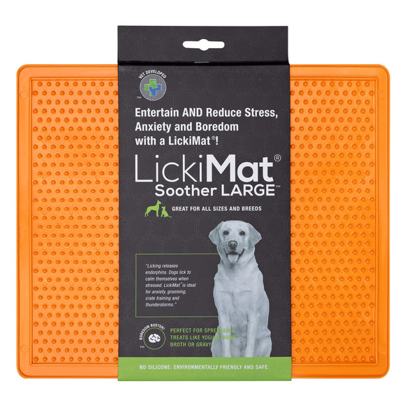 LickiMat Classic Soother XL – Soft Orange Licking Mat, Extra Large, Calming Enrichment Design