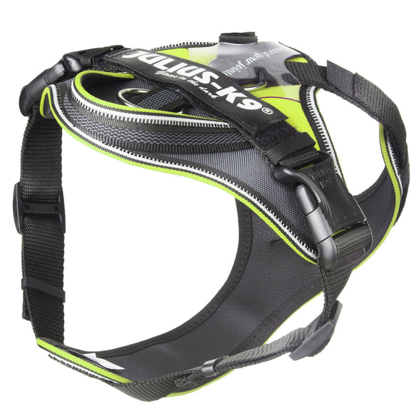 Julius K9 IDC Longwalk Harness Neon – Ergonomic Trekking Harness, Neon Green, XXS Size