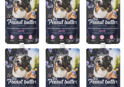 Lovi Food Peanut Butter with Linseed – Nut Paste Blend, Added Linseed, 6 x 300g Jars