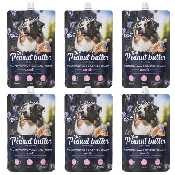 Lovi Food Peanut Butter with Linseed – Nut Paste Blend, Added Linseed, 6 x 300g Jars